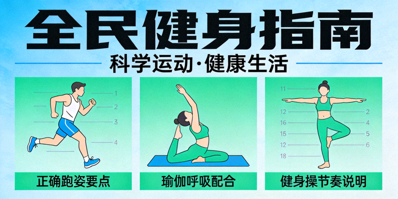 全民健身指南专栏截图 - 包含各种运动指导示意图