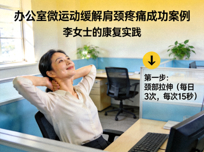 李女士通过办公室微运动缓解慢性肩颈疼痛的成功案例照片