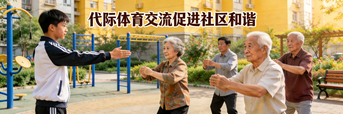 青少年体育大使在社区指导老年人进行太极拳练习 - 代际体育交流促进社区和谐