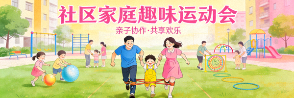 社区家庭趣味运动会 - 父母与孩子共同完成挑战