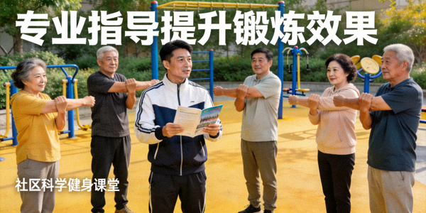体育教师在社区指导居民进行科学健身 - 专业指导提升锻炼效果