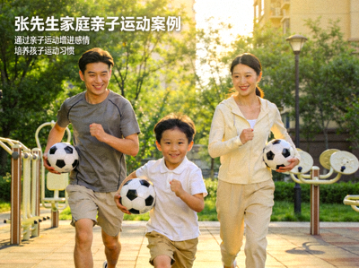 张先生家庭通过亲子运动增进感情培养孩子运动习惯的案例照片