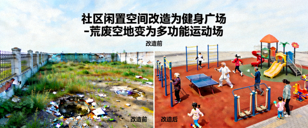 社区闲置空间改造为健身广场 - 荒废空地变为多功能运动场