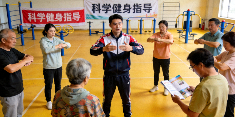 社会体育指导员培训现场 - 指导员指导居民科学健身