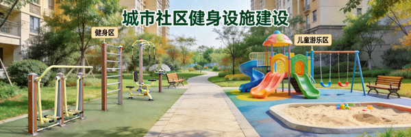 城市社区健身设施建设 - 包括户外健身器材和儿童游乐区