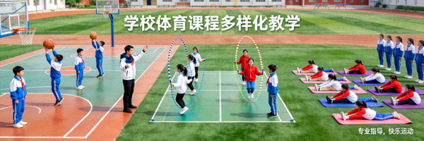 学校体育课程多样化教学 - 学生在专业指导下进行体育活动