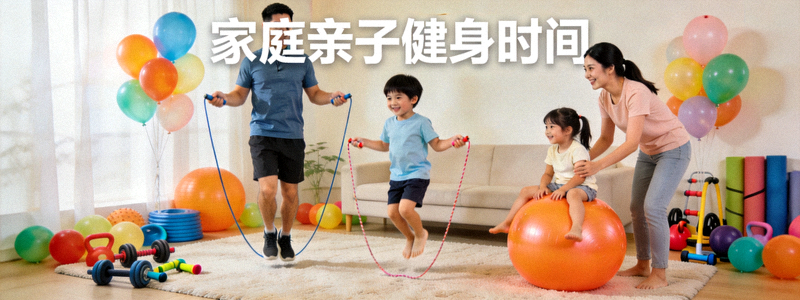 家庭亲子健身活动 - 父母与孩子一起进行趣味运动
