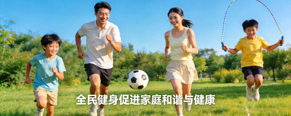 一家人在公园绿地上愉快地进行亲子体育活动 - 全民健身促进家庭和谐与健康