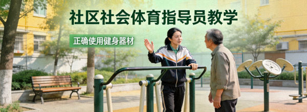 社区社会体育指导员现场教学 - 指导居民正确使用健身器材