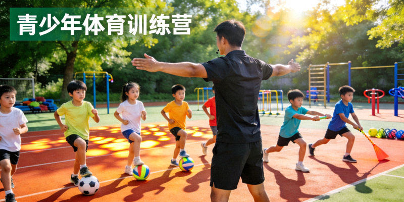 青少年体育训练营 - 孩子们在专业教练指导下进行训练