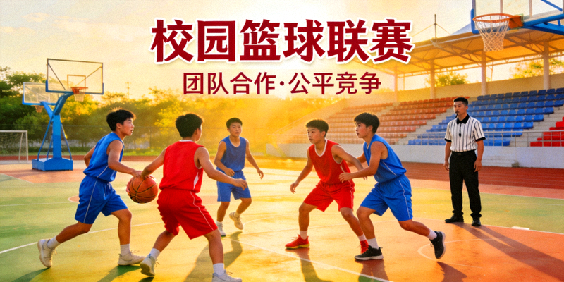 校园篮球比赛 - 青少年在比赛中学习团队合作与公平竞争