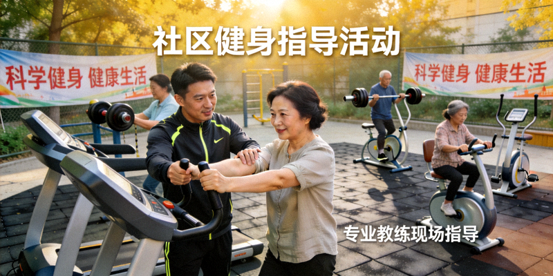 社区健身指导活动 - 专业教练指导居民正确使用健身器材