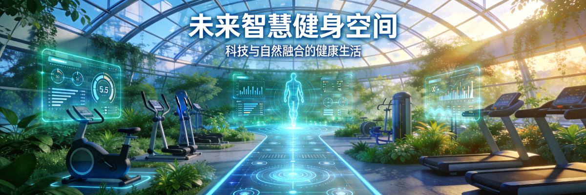未来智慧健身场景概念图 - 科技与自然融合的健康生活空间
