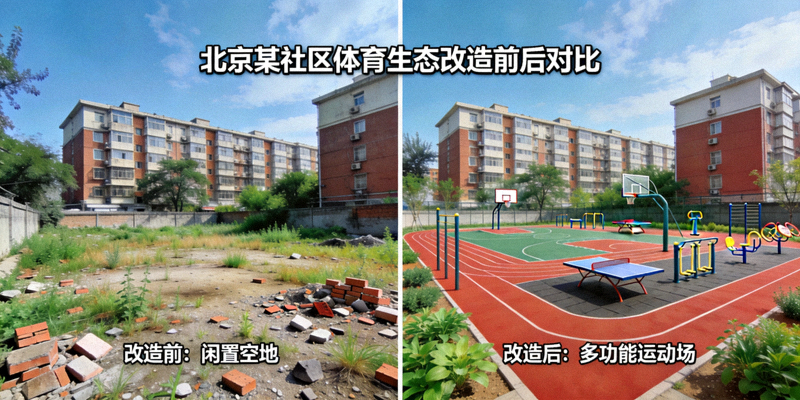 北京某社区体育生态改造前后对比 - 从闲置空地变为多功能运动场