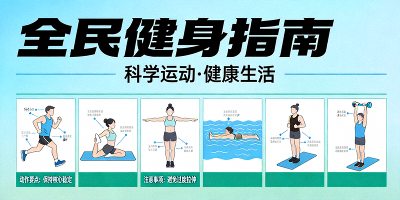 全民健身指南专栏截图 - 包含各种运动指导示意图