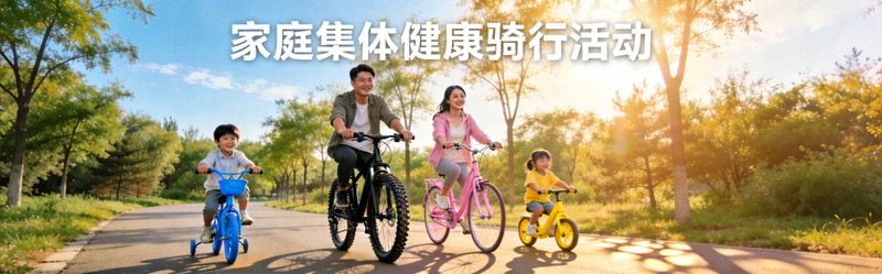 家庭一起进行户外骑行活动 - 家庭集体健康活动