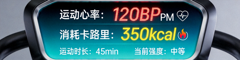 智能健身器材数据监测界面 - 显示用户运动心率、消耗卡路里等实时数据
