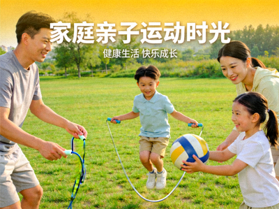 家庭亲子体育活动 - 父母与孩子一起做运动游戏