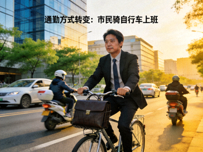 通勤方式转变 - 市民骑自行车上班