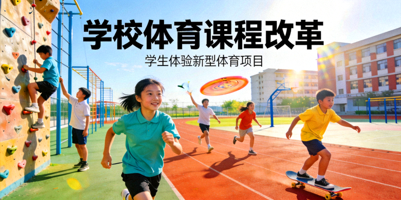 学校体育课程改革 - 学生在体育课上练习新项目