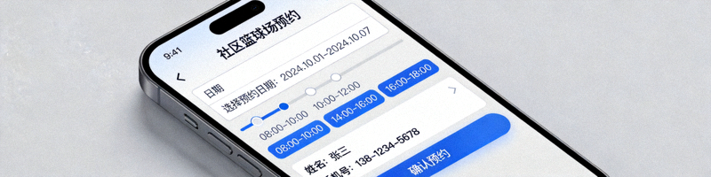 手机预约系统界面展示 - 用户通过手机预约社区篮球场
