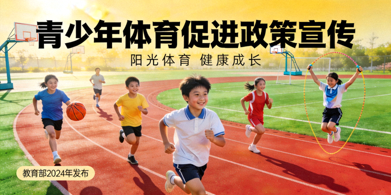 青少年体育促进政策宣传 - 学生在操场运动