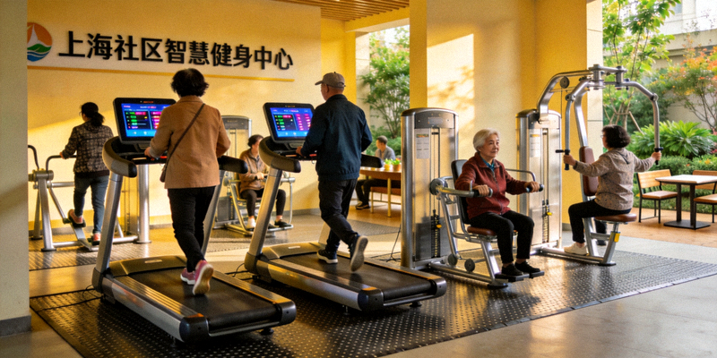 上海社区智慧健身中心 - 居民使用智能健身设备