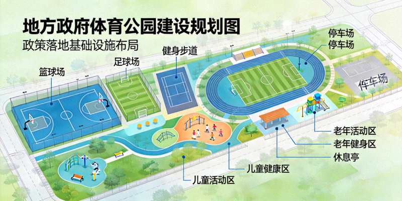 地方政府体育公园建设规划图，展示政策落地基础设施