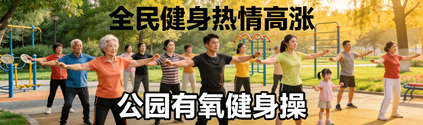 全民健身热情高涨 - 公园内群众参与有氧健身操