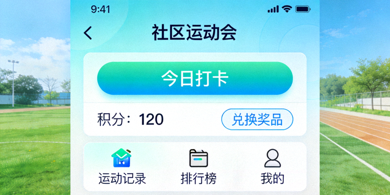 线上社区运动会小程序界面 - 居民可打卡积分兑换奖品