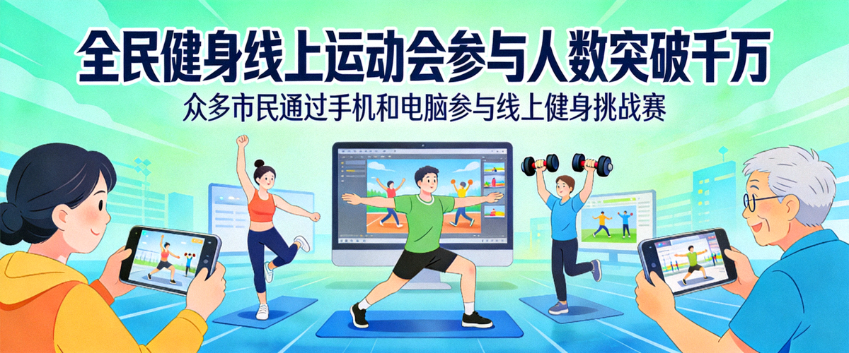 全民健身线上运动会参与人数突破千万 - 众多市民通过手机和电脑参与线上健身挑战赛