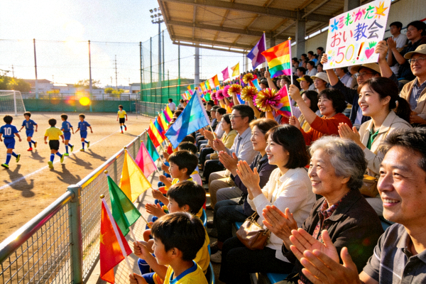 热情的家长和观众在看台上为青少年球员加油助威