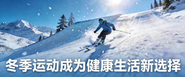 滑雪爱好者从雪道飞驰而下，冬季运动成为健康生活新选择