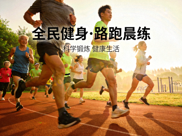 跑者在户外跑道上进行晨跑训练 - 全民健身路跑画面
