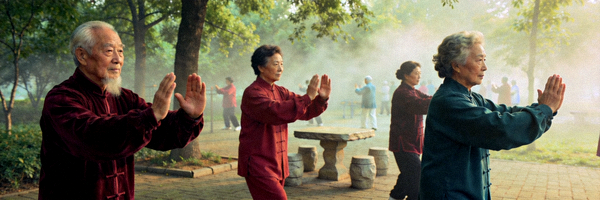 老年人参与太极拳等健身活动的场景