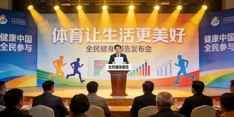 全民健身报告发布会现场 - 体育让生活更没好主题背景