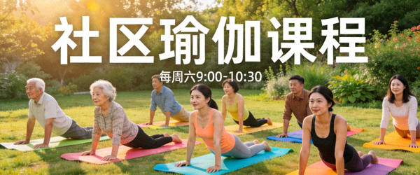 社区瑜伽课程 - 居民集体练习瑜伽