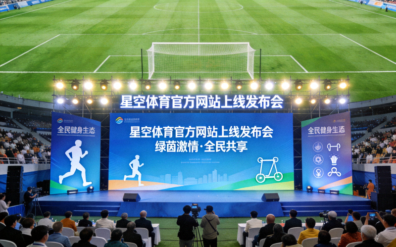 星空体育官方网站上线发布会现场 - 绿茵足球场与全民健身主题背景