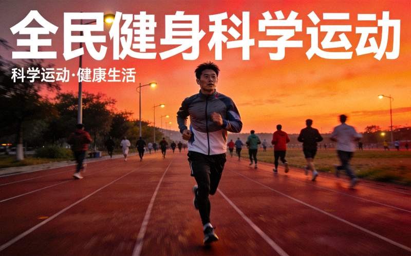 运动者在傍晚的跑道上慢跑 - 全民健身科学运动配图