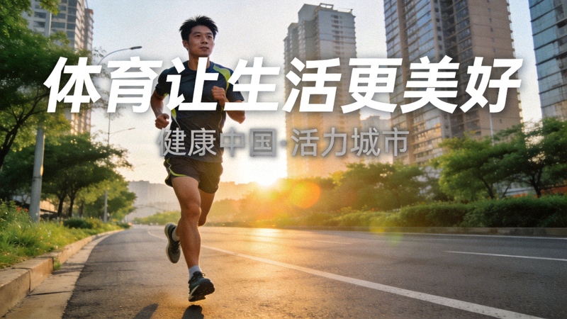 体育让生活更美好公益广告片截图 - 跑者在城市道路上晨跑