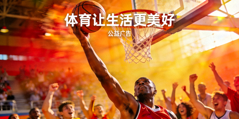 体育让生活更美好主题公益广告片画面 - 篮球运动员扣篮瞬间